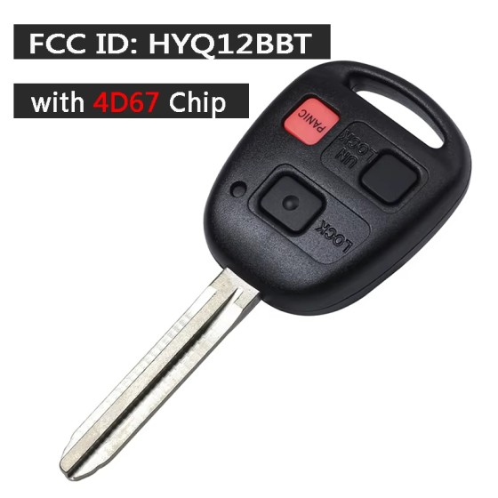 2003-2009 Toyota / 3-Button Remote Head Key / HYQ12BBT (4D67 Chip) (AFTERMARKET)